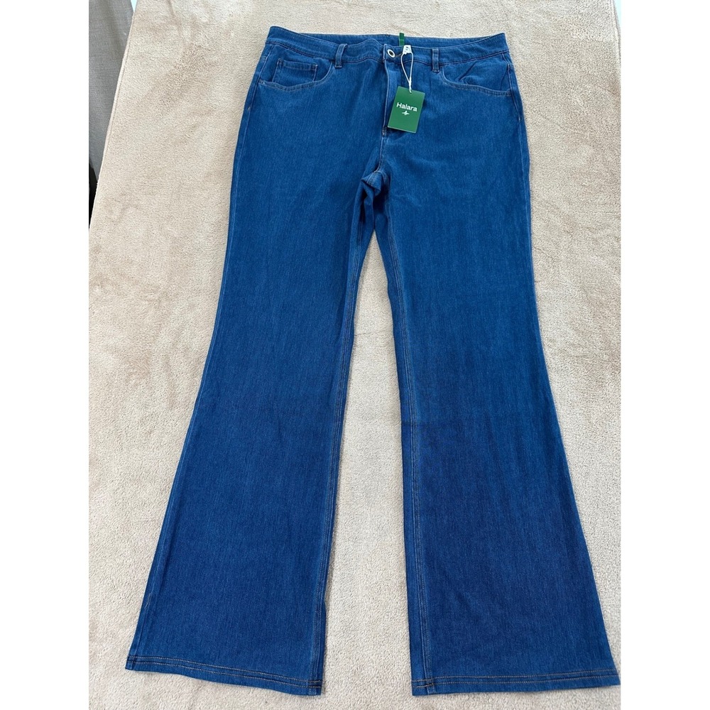Halara Flare Jeggings Women Size XL Red Blue Button Pockets‎ Stretch New